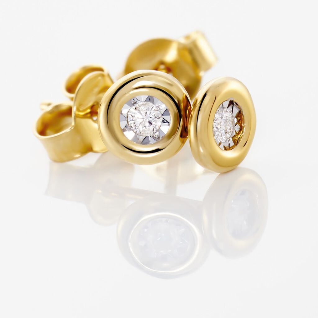 Damen Ohrstecker Gold 375 Diamant 0,05ct Perpignan 5,00mm  - Ohrstecker Damen | OROVIVO
