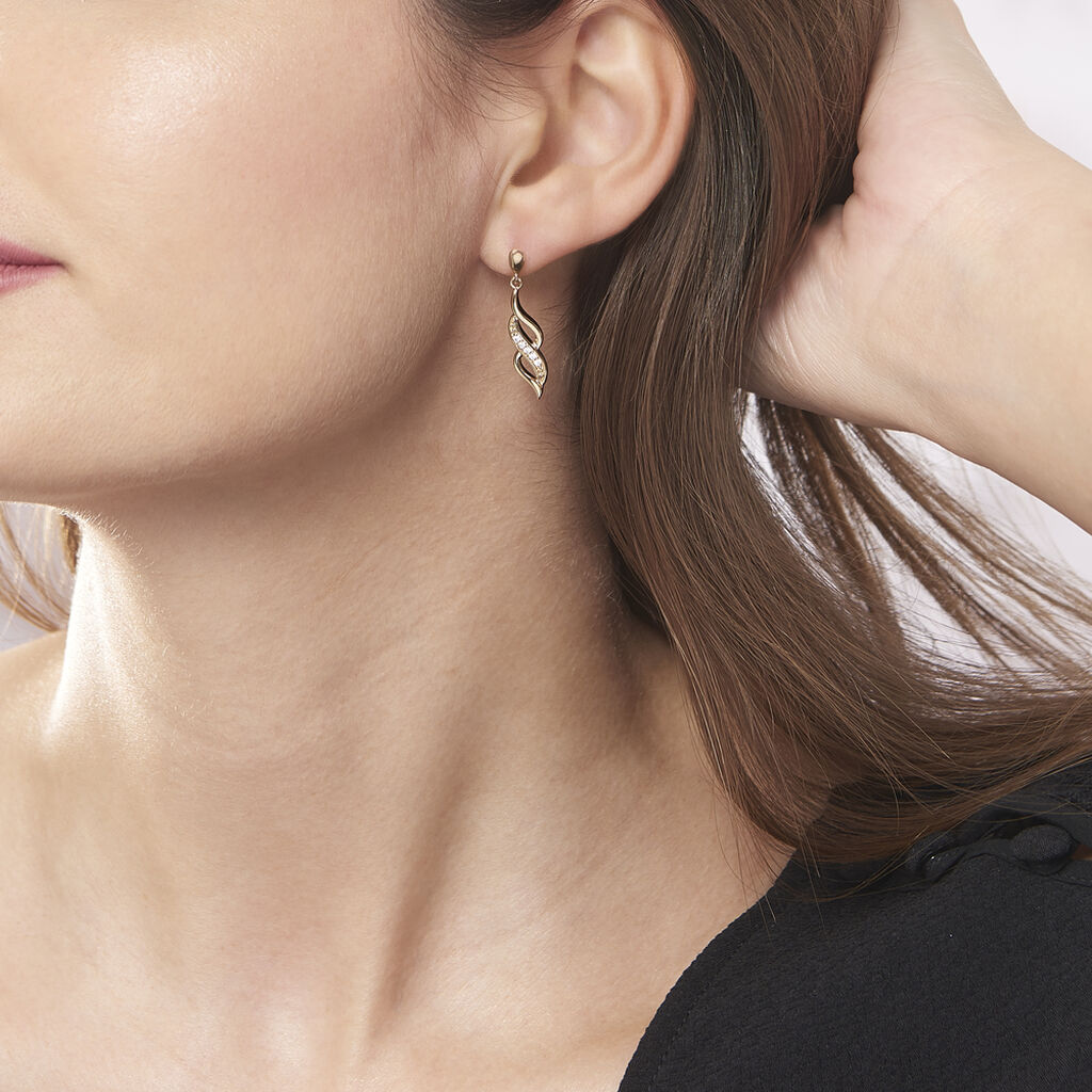 Damen Ohrringe Lang Vergoldet Zirkonia Spiralförmig Ishaae  - Ohrringe mit Stein Damen | OROVIVO
