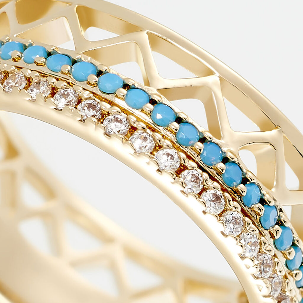 ZOILA Damen Ring Vergoldet Zirkonia Blau Dreieck