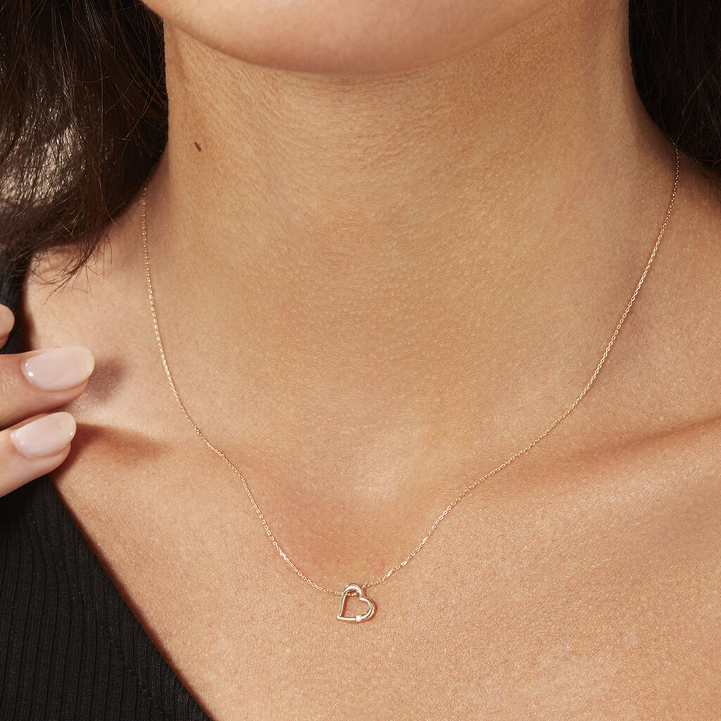 Damen Collier Gold 375 Diamant 0,01ct Herz Herz Easy 0,70mm - Halsketten Damen | OROVIVO
