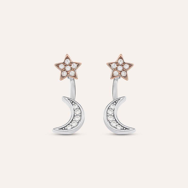 Orecchini Lobo Silver Moments Argento Bicolore Bianco / Rosa Cubic Zirconia - Spannringe Damen | OROVIVO