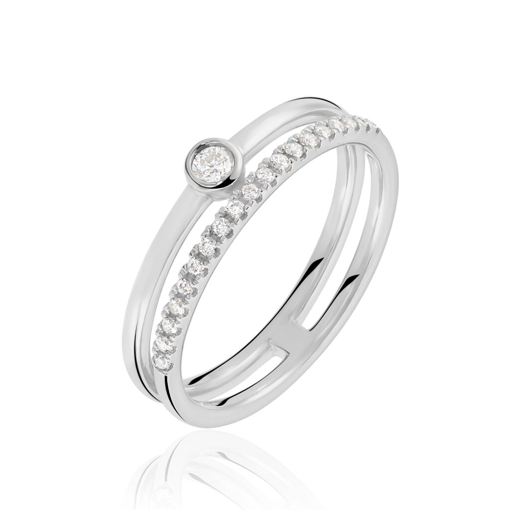 LAURA Damen Ring Weißgold 375 (9 Karat) Zirkonia Weiß 0,21 ct, Ring mit Stein