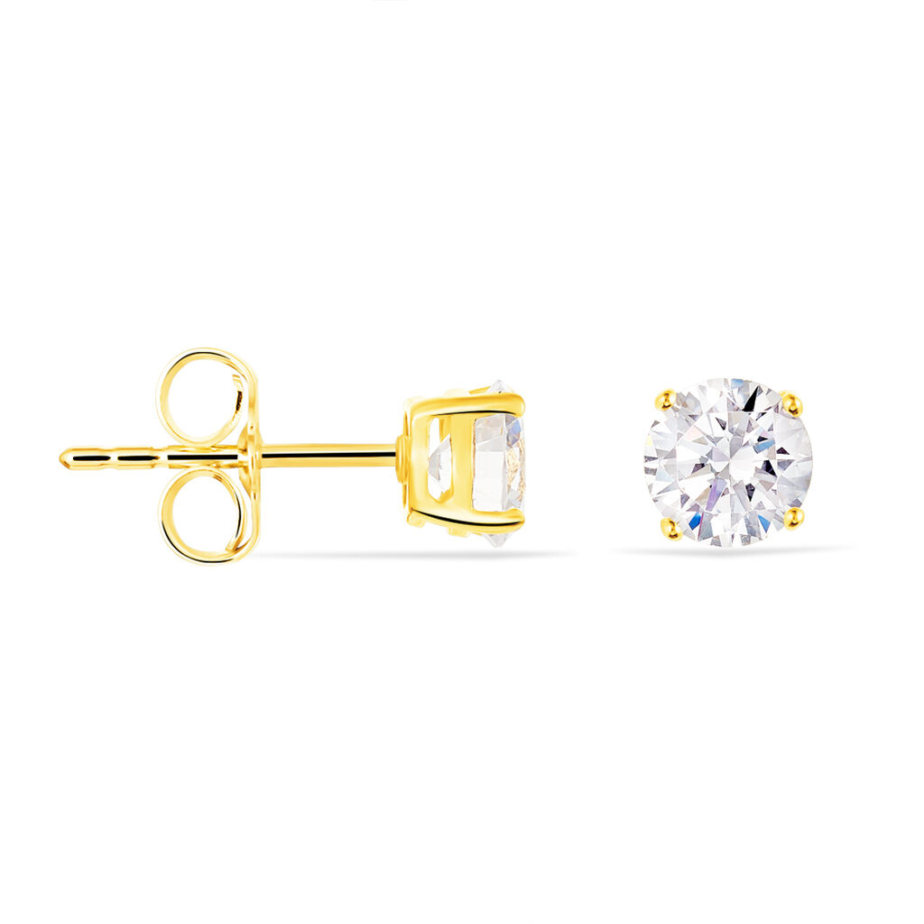 Damen Ohrstecker Gold 375 Zirkonia Kreis Krappe 4  - Ohrstecker Damen | OROVIVO