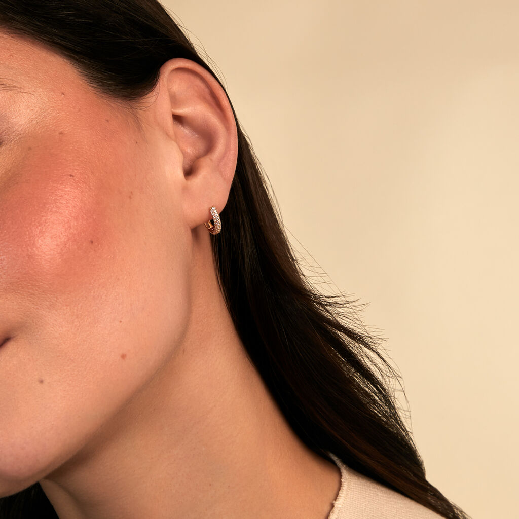 PHILA Damen Creolen Gold 375 (9 Karat) Zirkonia Wei&szlig; 0,1 ct