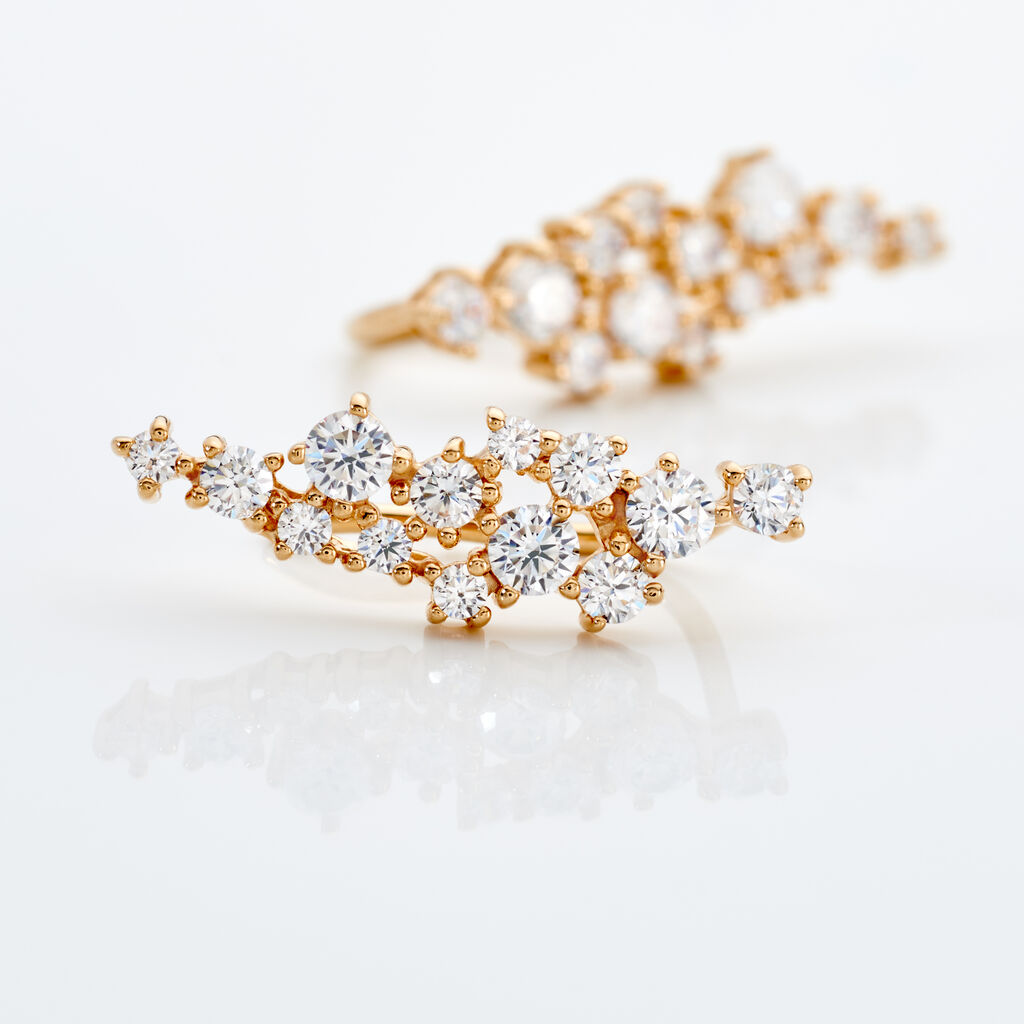 FABIANA Damen Ohrschmuck Vergoldet Zirkonia Wei&szlig;