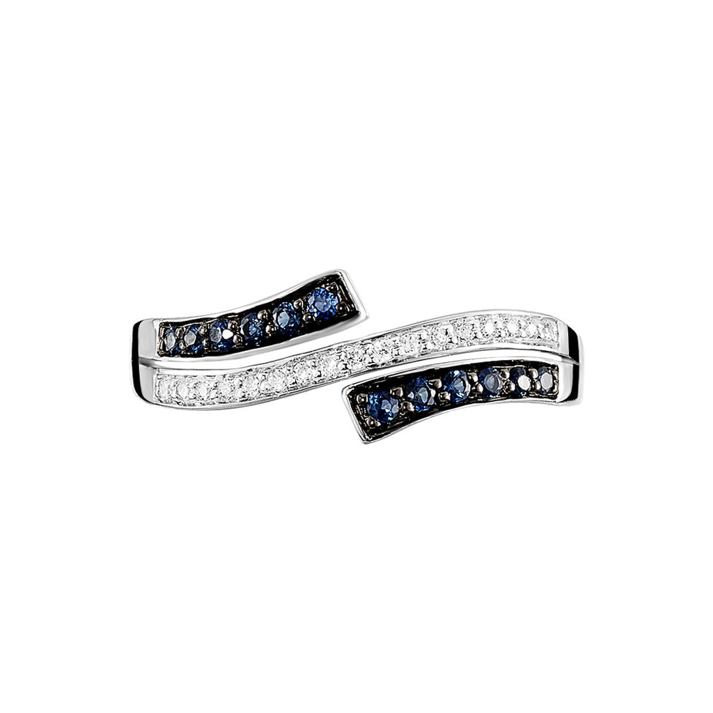 Bague Susan Or Blanc Saphir Et Diamant - Spannringe Damen | OROVIVO