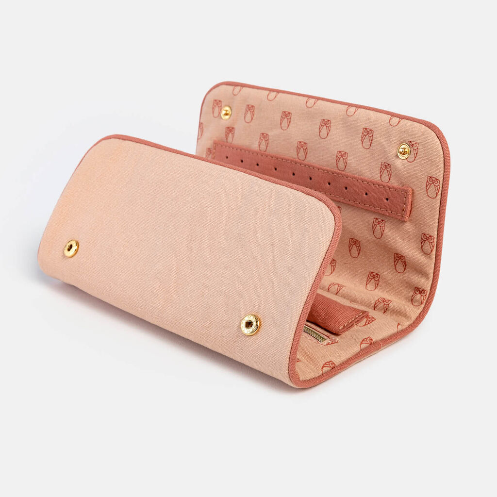 Schmuck- und Uhrenetui rosa beige Baumwolle