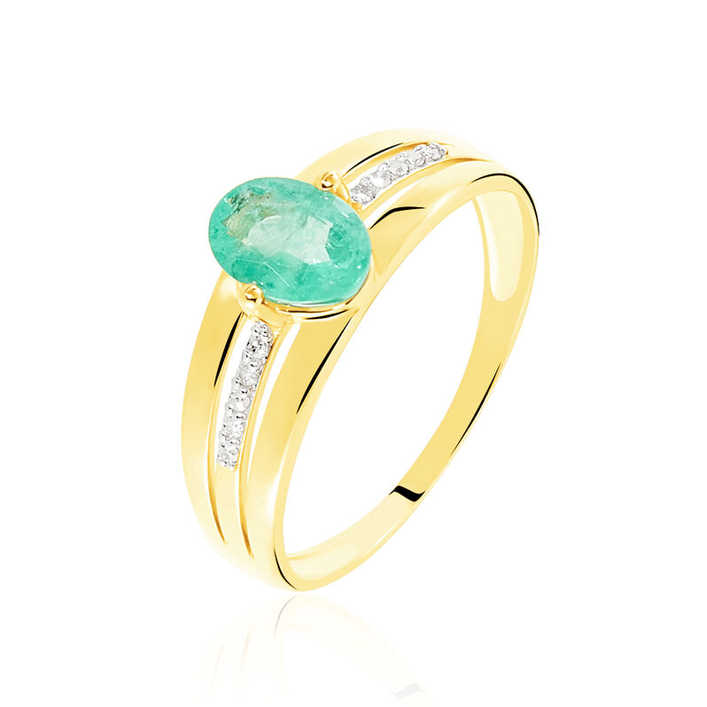 Bague Or Jaune Emeraude Et Diamant - Spannringe Damen | OROVIVO