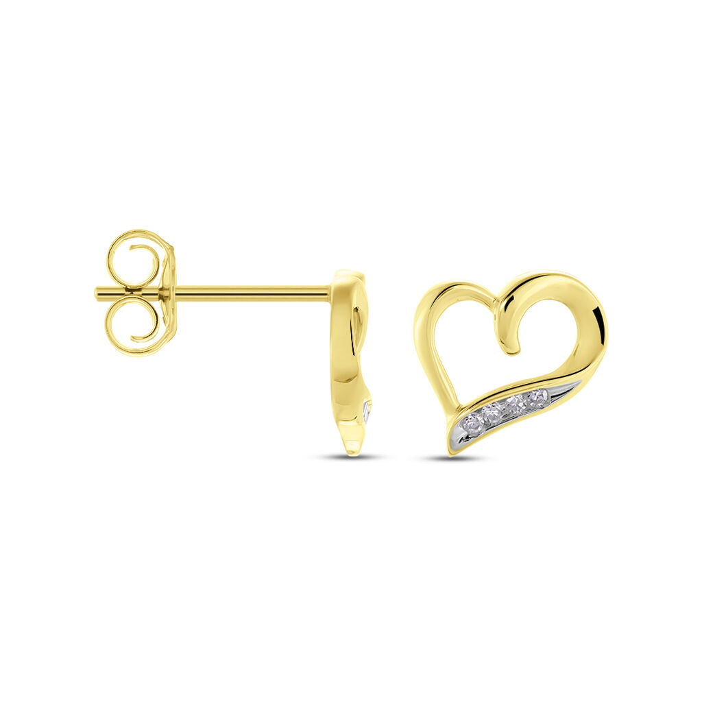 Herz Hanne Damen Ohrstecker Gold 375 (9 Karat) Diamant Wei&szlig; 0,04 ct Herz
