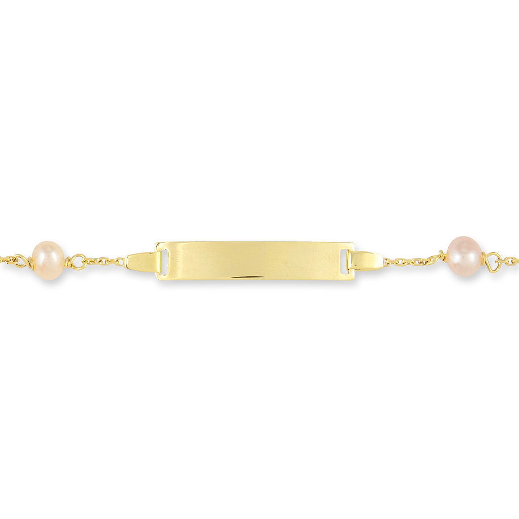 Bracelet Identité Gaspardine Maille Forçat Or Jaune Perle De Culture - Spannringe Kinder | OROVIVO