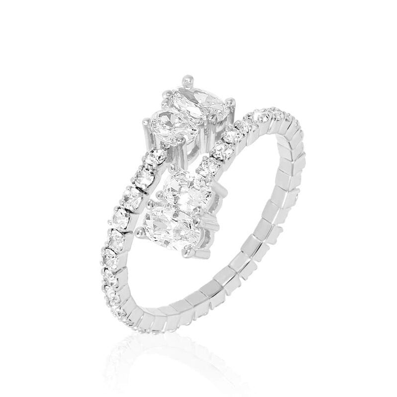 Anello in metallo rodiato e strass - Spannringe Damen | OROVIVO