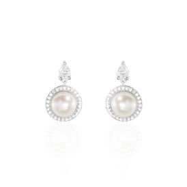 Damen Ohrstecker Weißgold 585 Zirkonia Zuchtperle - Ohrstecker Damen | OROVIVO