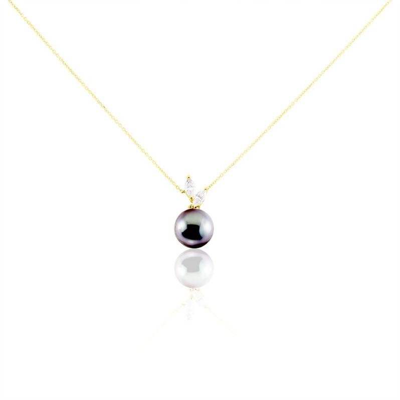 Collier Giuseppe Or Jaune Perle De Tahiti Oxyde Zirconium - Spannringe Damen | OROVIVO