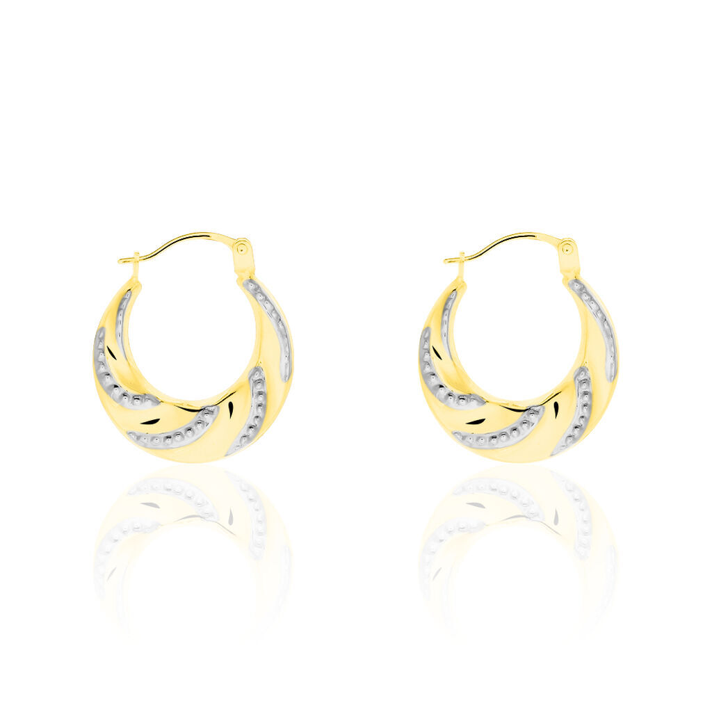 HANNELORE 35 Damen Creolen Gold Bicolor 585 (14 Karat) B 0,64 mm