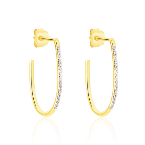 Damen Steckcreolen Gold 375 Diamanten 0,055ct  - Creolen Damen | OROVIVO