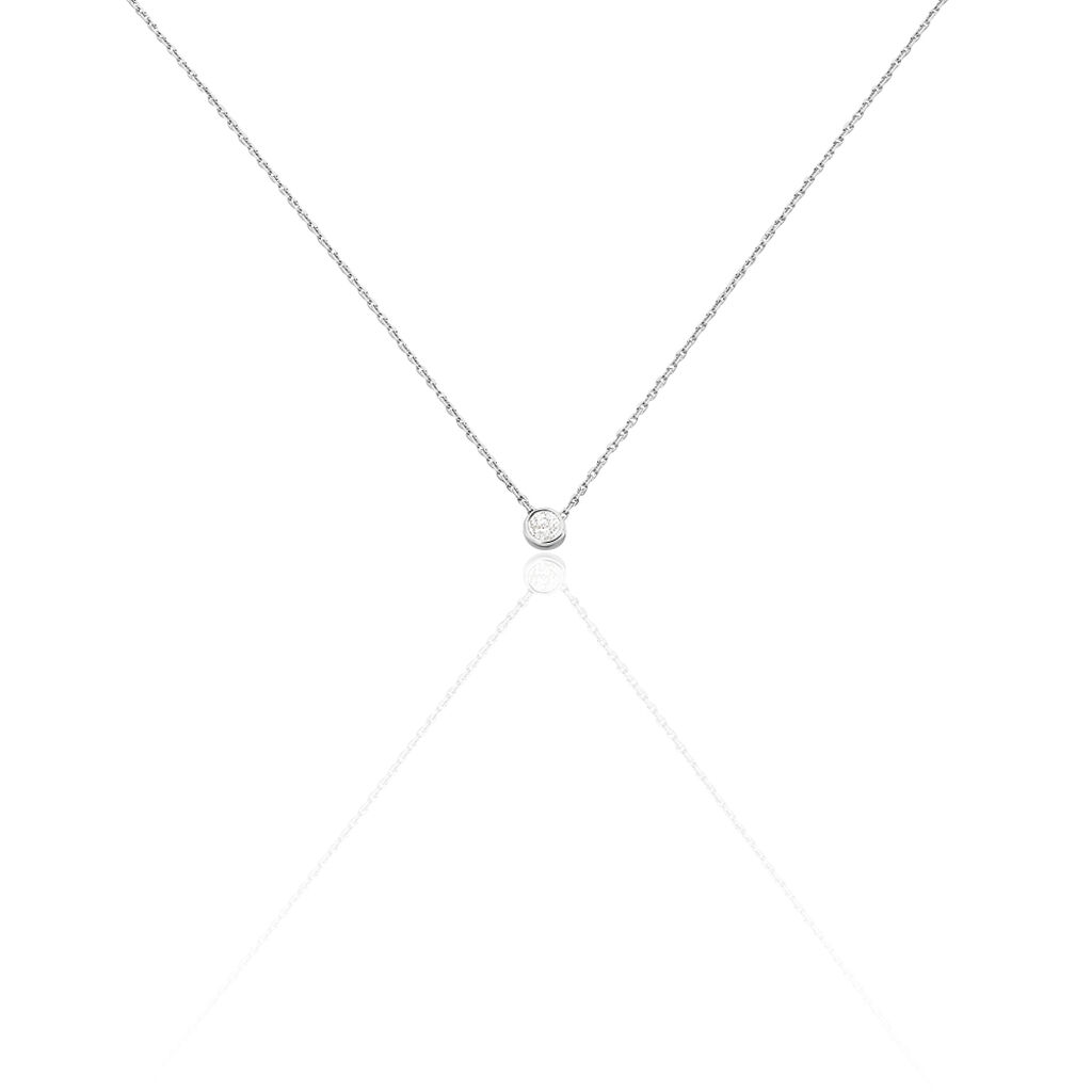 Damen Collier Weißgold 375 Diamant 0,05ct Barren Perpignan - Halsketten Damen | OROVIVO