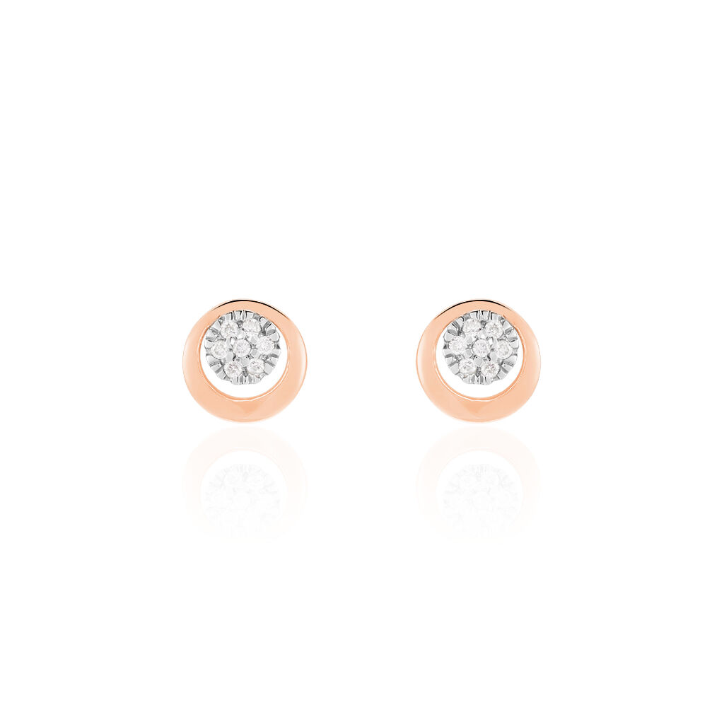 ROSA Damen Ohrstecker Rosegold 375 (9 Karat) Diamant Weiß 0,05 ct Kreis, Ohrstecker mit Stein