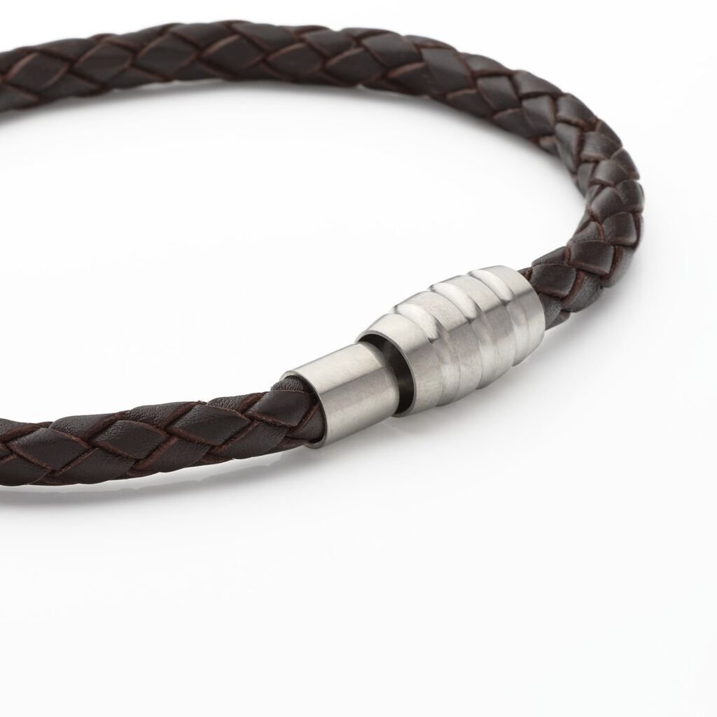 Herren Lederarmband Edelstahl Braun - Armbänder Herren | OROVIVO