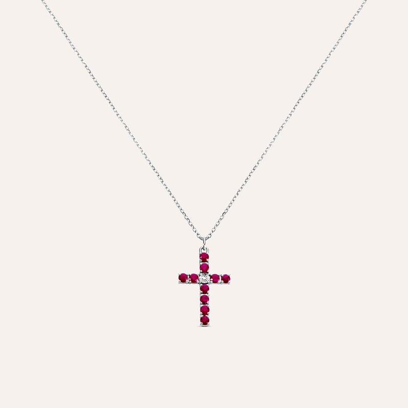 Collana Charlotte Oro Bianco Rubino Diamante - Spannringe Damen | OROVIVO