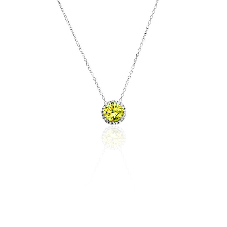 CAMILLA Damen Collier Silber 925 Zirkonia Grün 2,98 ct Kreis - Halsketten Damen | OROVIVO