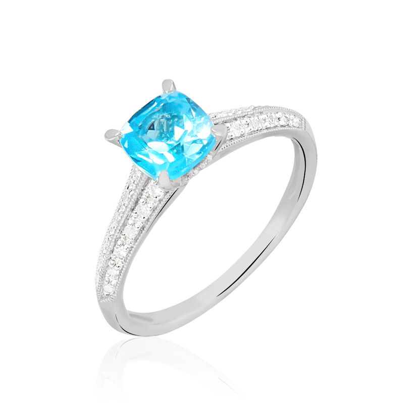 Bague Tiare Or Blanc Topaze Et Diamant - Spannringe Damen | OROVIVO