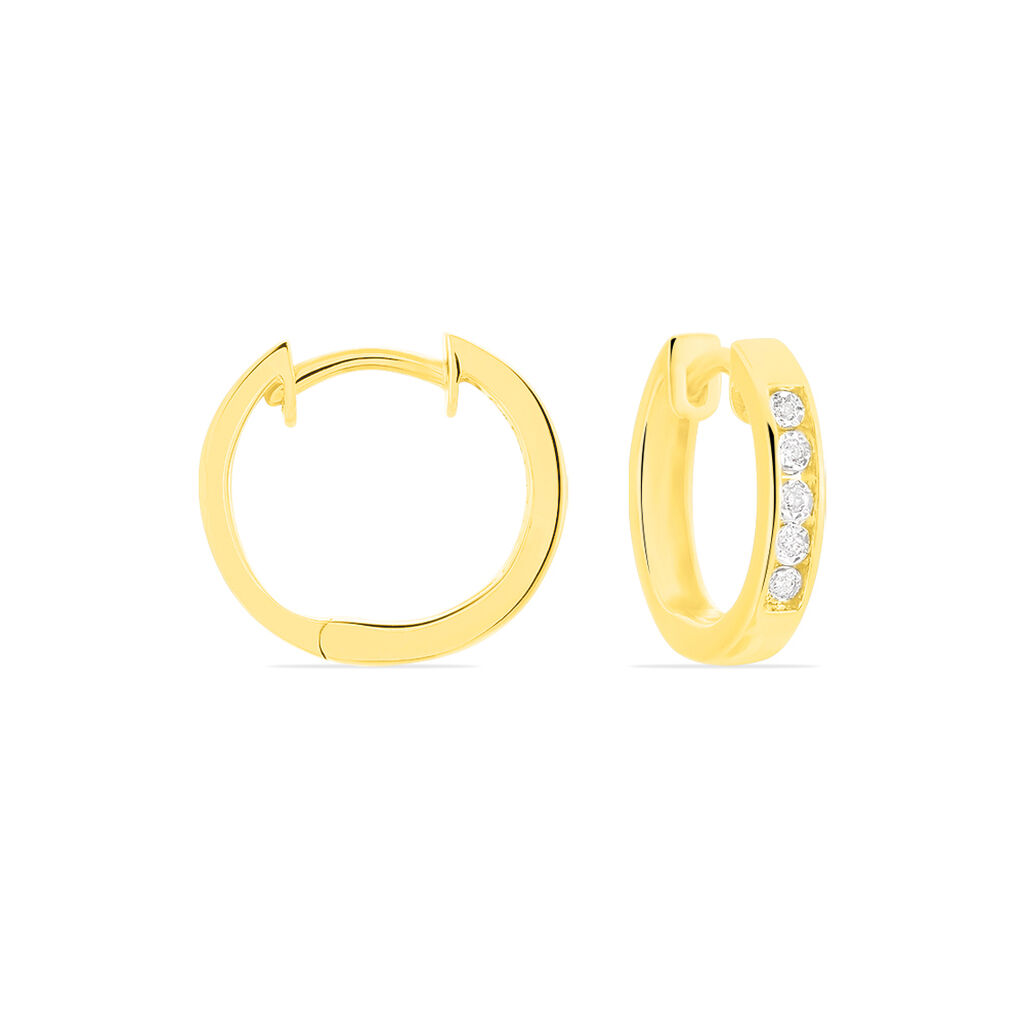 Damen Creolen Gold 375 Diamant 0,04ct 13,00mm 3,00mm  - Creolen Damen | OROVIVO