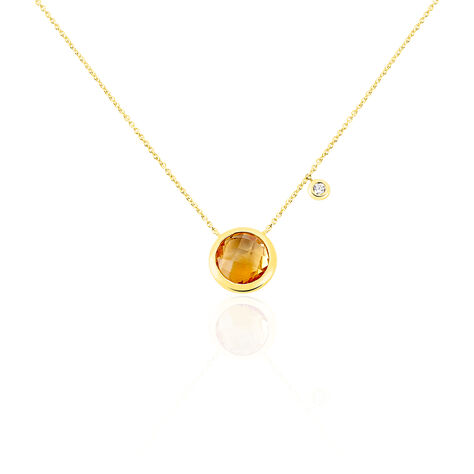Damen Halskette Gold 375 Zirkonia Citrin - Halsketten Damen | OROVIVO