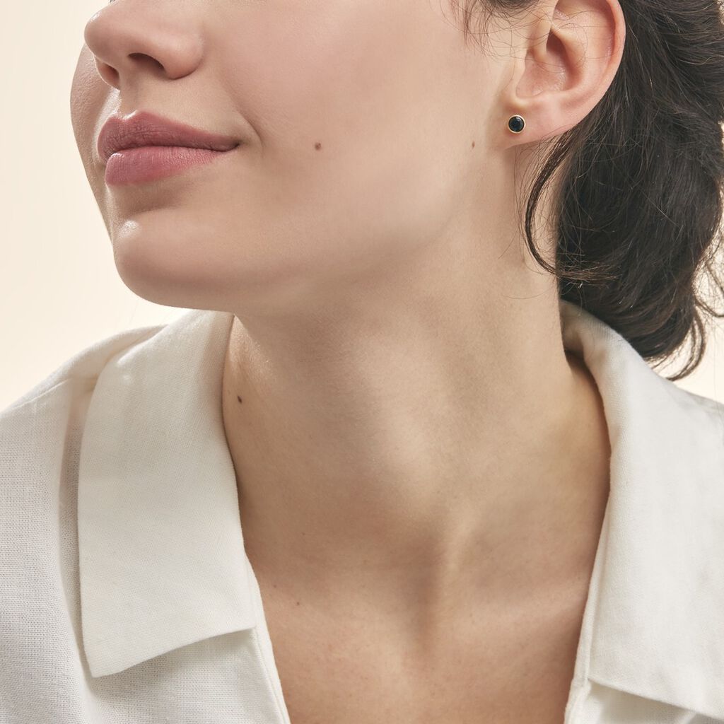 Boucles D'oreilles Puces Edy Serti Clos Or Jaune Saphir - Spannringe Damen | OROVIVO