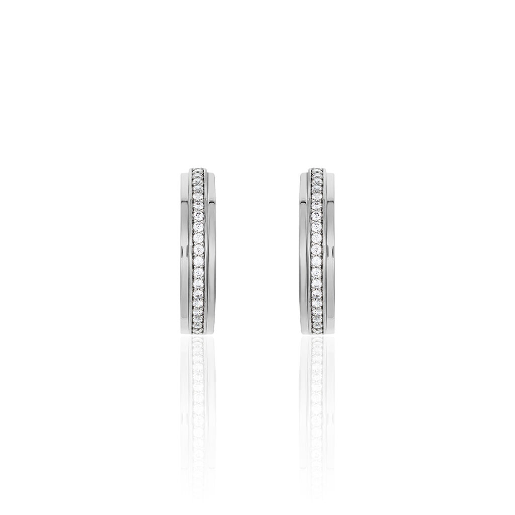 ETERNAL 3 Damen Creolen Silber 925 Zirkonia Wei&szlig; B 6,6 mm