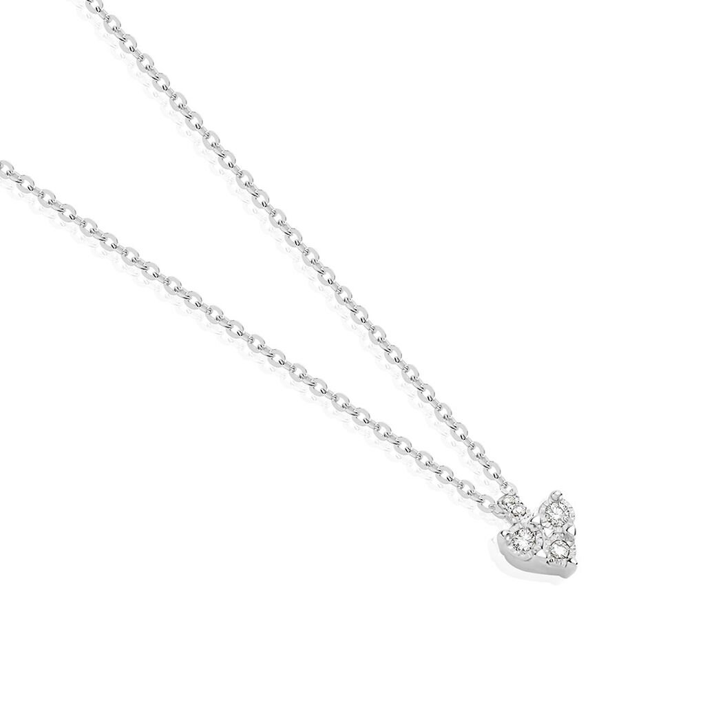 VIRELLE Damen Collier Weißgold 585 (14 Karat) Diamant Weiß 0,01 ct Herz, Collier mit Stein