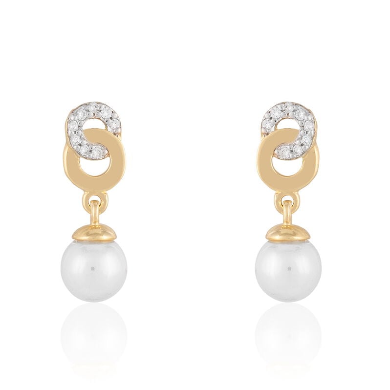 Boucles D'oreilles Pendantes Marie-adelaide Plaque Or Perle - Spannringe Damen | OROVIVO