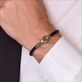 Herren Lederarmband Edelstahl Schwarz - Lederarmbänder Herren | OROVIVO