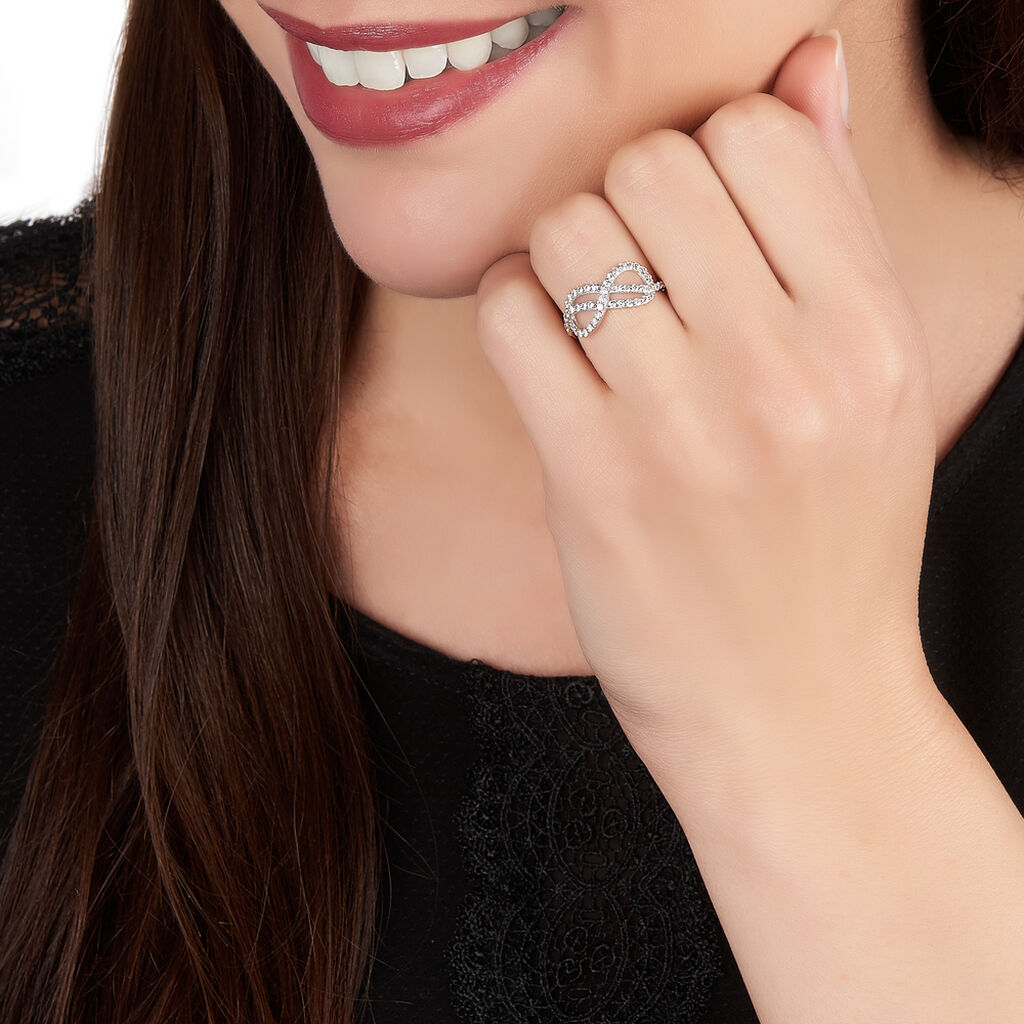 Bague Infini Double Or Blanc Oxyde De Zirconium - Spannringe Damen | OROVIVO