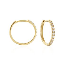 Damen Creolen Gold 375 Zirkonia 15mm - Creolen Damen | OROVIVO