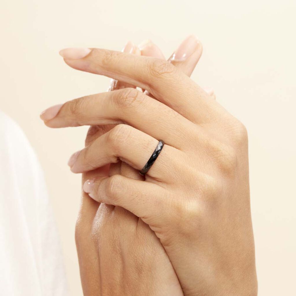 Bague Pilar Petite Ceramique Noir Céramique - Spannringe Damen | OROVIVO