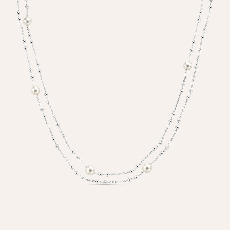 Collana Silver Pearls Argento Rodiato Perla sintentica - Spannringe Damen | OROVIVO