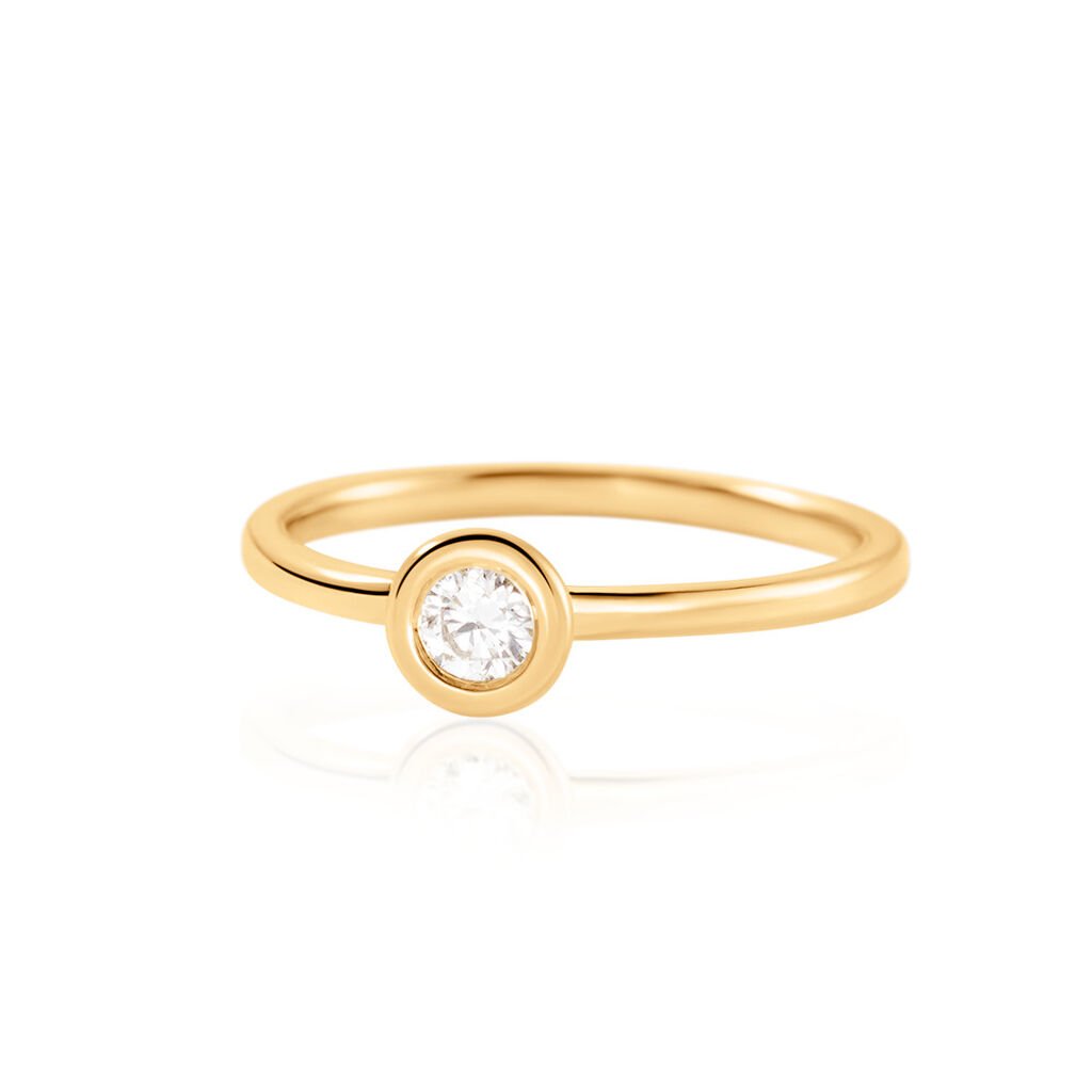 Damen Ring Gold 585 Rund Weiß Estelle 15mm - Neuheiten Damen | OROVIVO