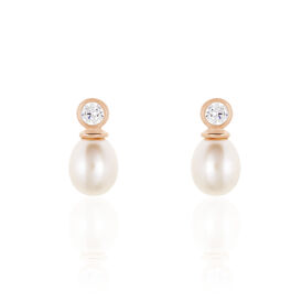 Damen Perlenohrringe Silber 925 Rosé Vergoldet - Ohrstecker Damen | OROVIVO