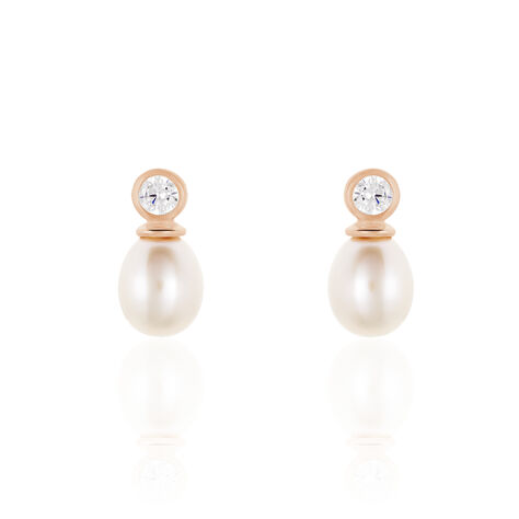 Damen Perlenohrringe Silber 925 Rosé Vergoldet - Ohrstecker Damen | OROVIVO