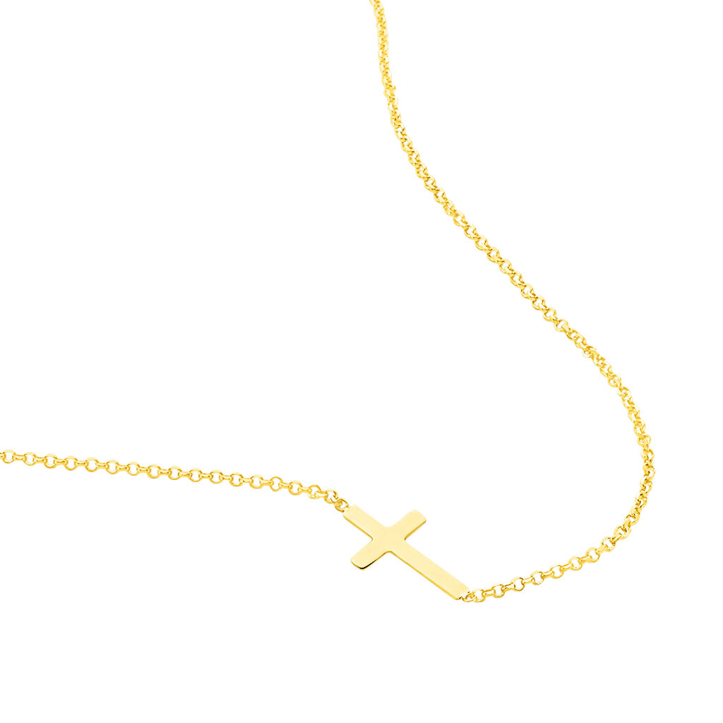 WOGGA Damen Collier Gold 375 (9 Karat) Religi&ouml;ses Kreuz
