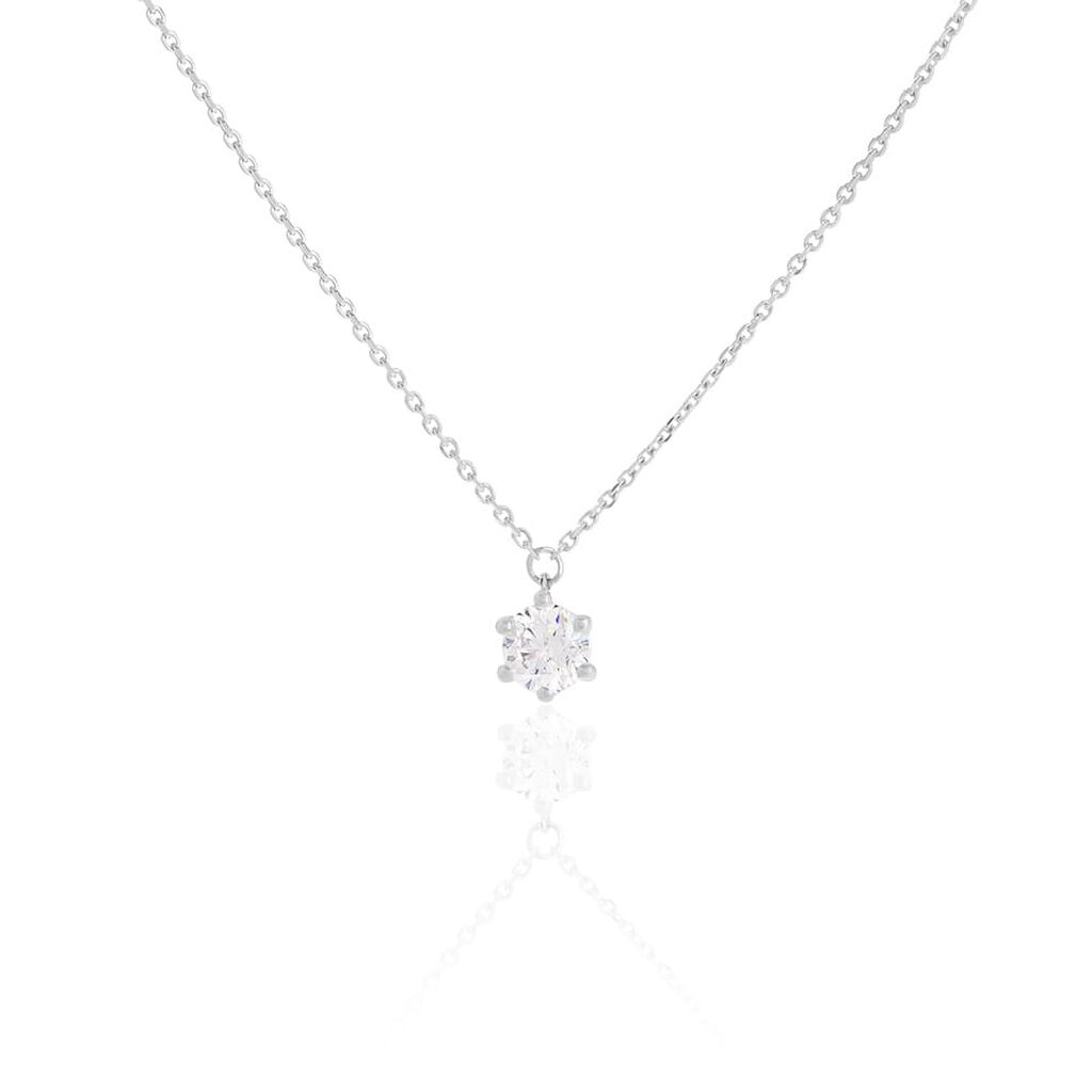 🦚 Damen Collier Weißgold 750 synthetischer Diamant 0,72ct Sonate, Collier mit Stein 🦚 Damen Collier Weißgold 750 synthetischer Diamant 0,72ct Sonate, Collier mit Stein