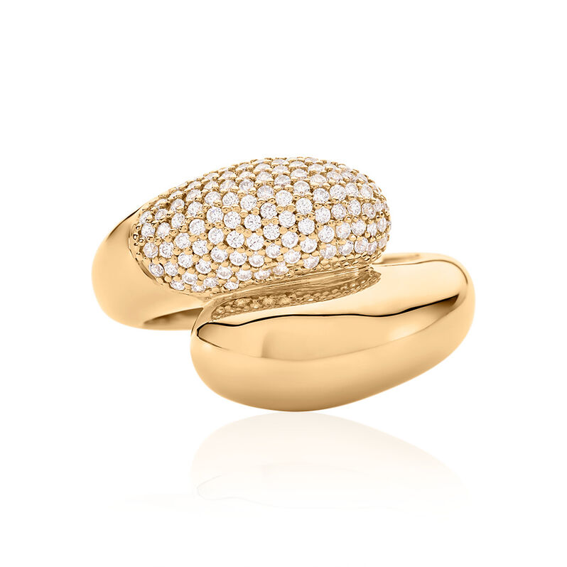 Damen Ring Vergoldet 750 Rund Weiß Celia - Ringe mit Stein Damen | OROVIVO