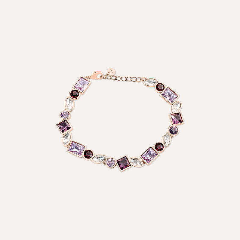 Bracciale Violet Ottone Rosa Cristallo - Spannringe Damen | OROVIVO