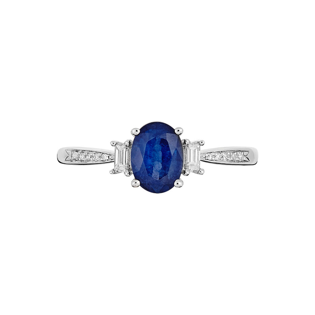 Bague Solitaire Briony Or Blanc Saphir Et Diamant - Spannringe Damen | OROVIVO
