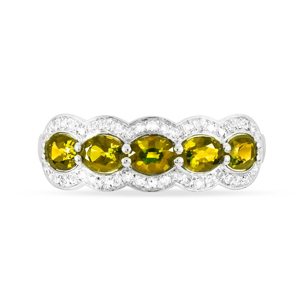 Bague Margaux Or Blanc Citrine Et Diamant - Spannringe Damen | OROVIVO