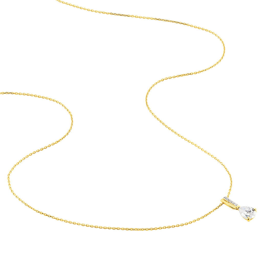 CLARY Damen Collier Gold 375 (9 Karat) Zirkonia Wei&szlig; Barren