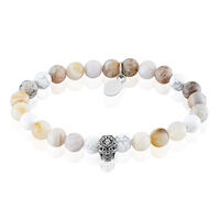 Herrenarmband Edelstahl Howlite