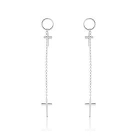 Damen Ohrstecker Lang Silber 925 Kreuz - Ohrstecker lang Damen | OROVIVO