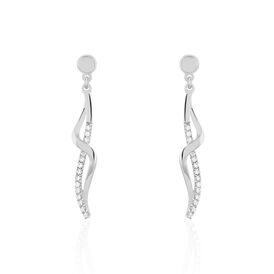 Damen Ohrstecker Lang Silber 925 Zirkonia Spirale - Ohrstecker lang Damen | OROVIVO