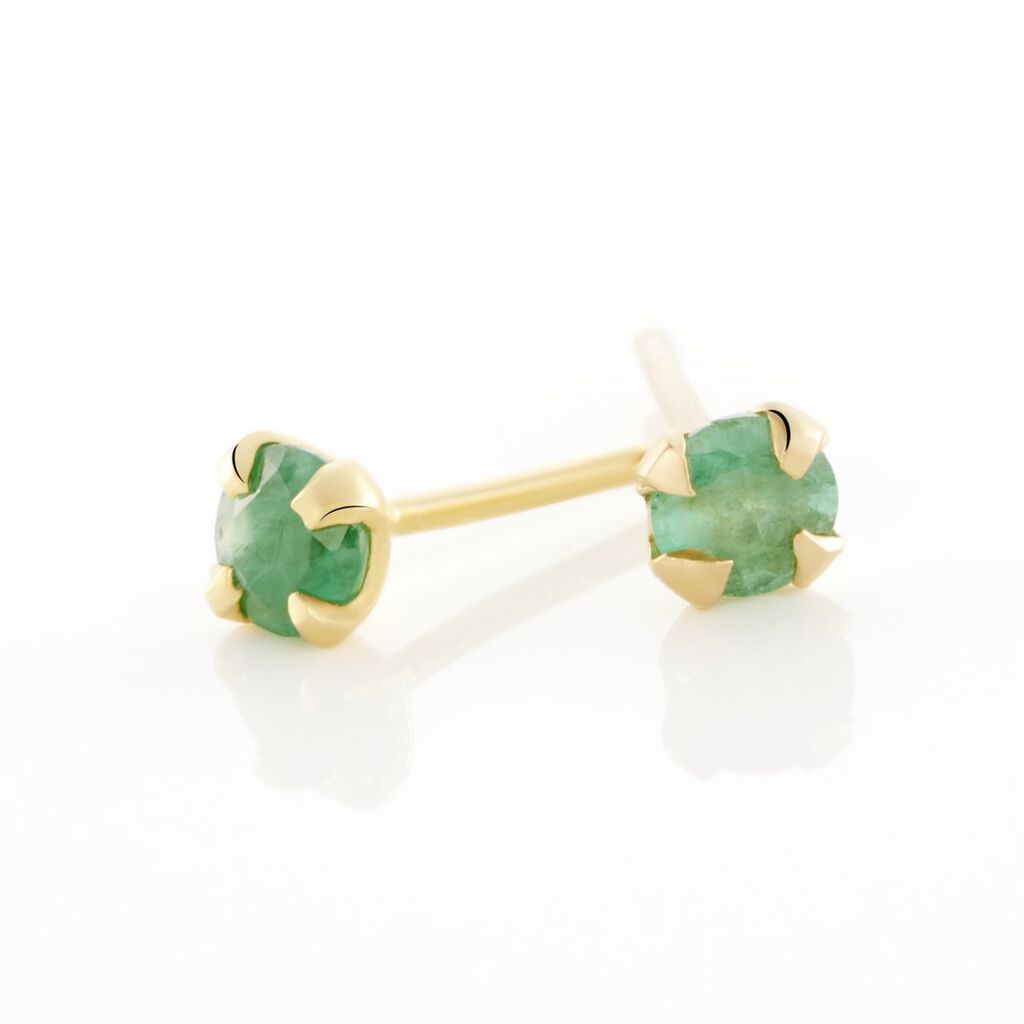 JARDIN KRAPPE Damen Ohrstecker Gold 375 (9 Karat) Smaragd Gr&uuml;n B 3 mm